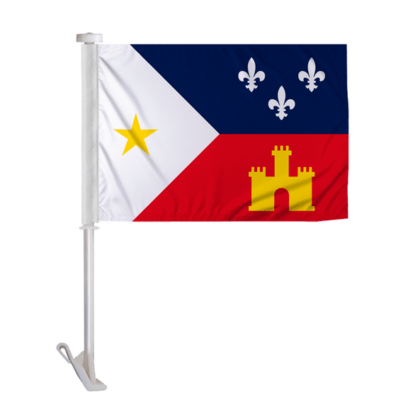 Promopatriot Double Sided Acadiana Car Flag 10.5x15 inch Premium Super Knit Polyester Fabric Double Stitched 19" Plastic Unbreakable Stiff Pole