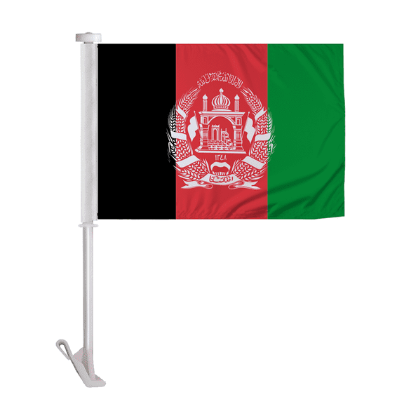 Promopatriot Double Sided Afghanistan Car Flag 10.5x15 inch Premium Super Knit Polyester Fabric Double Stitched 19" Plastic Unbreakable Stiff Pole
