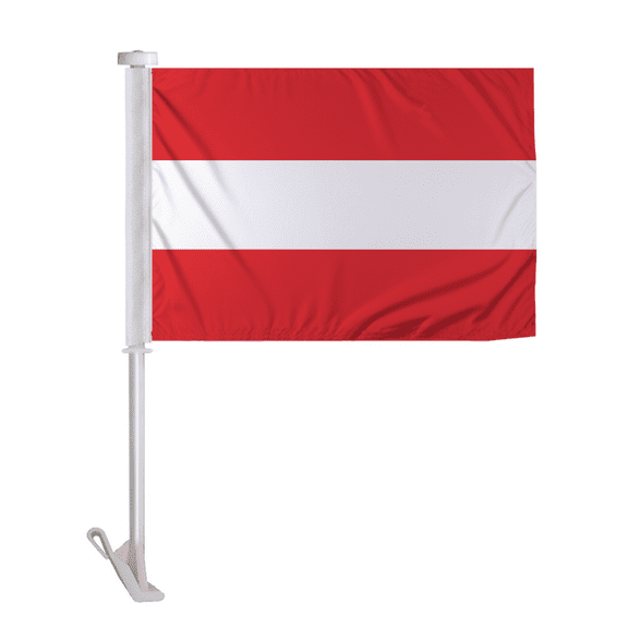 Promopatriot Double Sided Austria Car Flag 10.5x15 inch Premium Super Knit Polyester Fabric Double Stitched 19" Plastic Unbreakable Stiff Pole