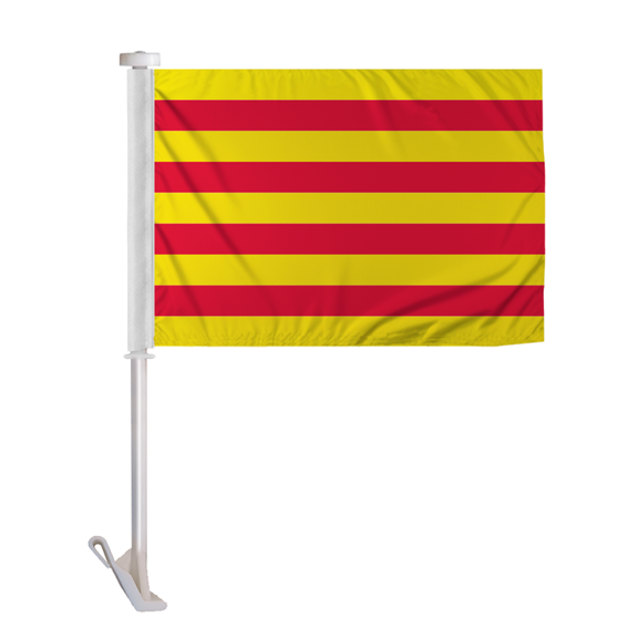 Promopatriot Double Sided Catalonia Car Flag 10.5x15 inch Premium Super Knit Polyester Fabric Double Stitched 19" Plastic Unbreakable Stiff Pole