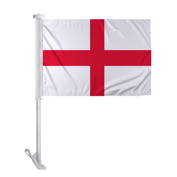 Promopatriot Double Sided England Car Flag 10.5x15 inch Premium Super Knit Polyester Fabric Double Stitched 19" Plastic Unbreakable Stiff Pole