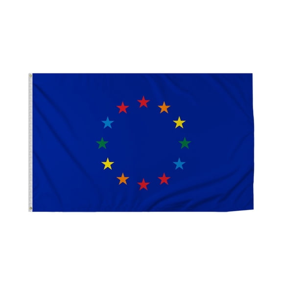 Promopatriot EU Gay Pride Flag 3x5 Ft Polyester Plated Grommets 3 x 5 Ft Pride Banner