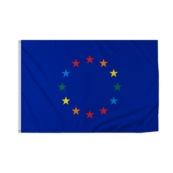 Promopatriot EU Gay Pride Flag 5x8 Ft Printed 200D Nylon Brass Grommets Stitched Edges Fade Proof Sharp Colors Indoor/Outdoor Pride flag