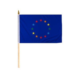 Promopatriot EU Gay Pride Stick Flag 12x18 inch Stick Flag Sewn Edges Fade Resistant Polyester Handheld 24" Wood Stick Flag
