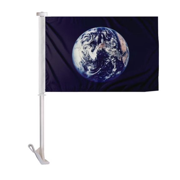 Promopatriot Earth Car Flag 10.5x15 inch – Double Sided Green Earth Symbol with 19" Stiff Pole