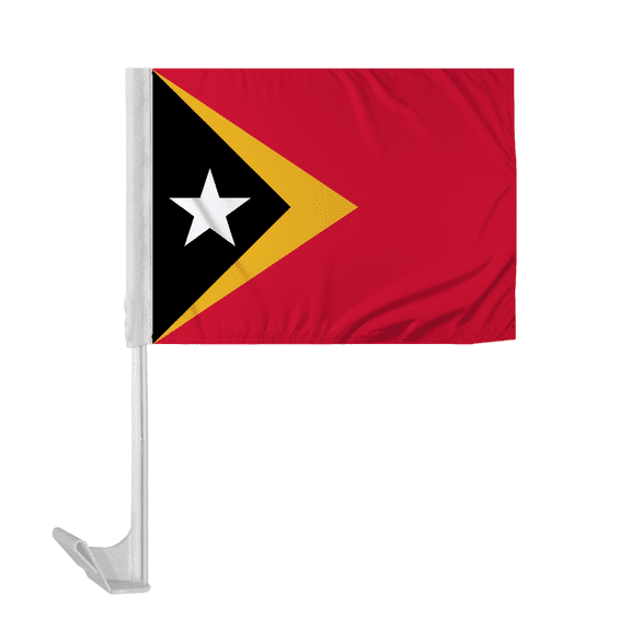 Promopatriot East Timor Car National Flag 12x16 inch Economy Polyester Fabric Double Stitched 17" Plastic Flexible Pole