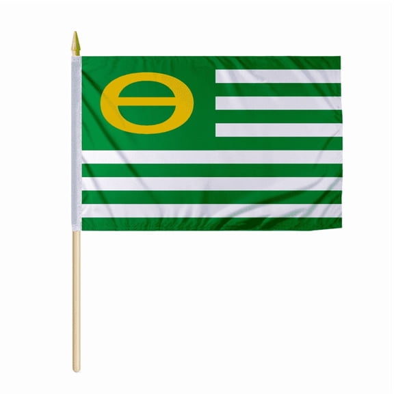 Promopatriot Ecology Symbol Stick Flag - 12x18 inch Polyester Material with 24" Wooden Stick - World Ecology Flags on a stick
