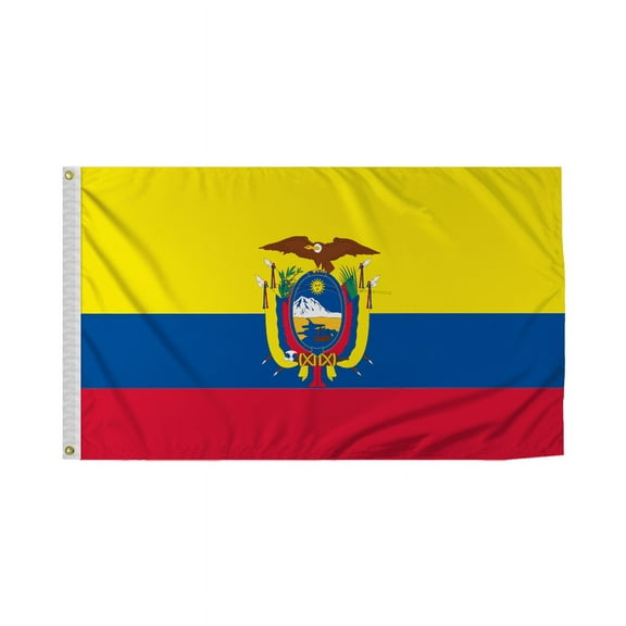 Promopatriot Ecuador with Seal Country Flag 3x5 Ft Outdoor Nylon Double Stitched Edges Canvas Header Brass Grommets 3'x5' Ecuador with Seal