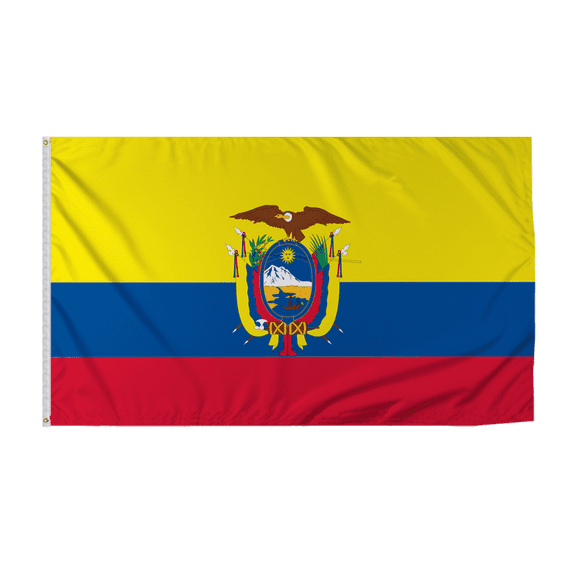 Promopatriot Ecuador with Seal Country Flag 8x12 ft - 200D Nylon - Rope Thimble & 1 Brass Grommet - Fade Proof Outdoor Long Lasting All Weather Flag