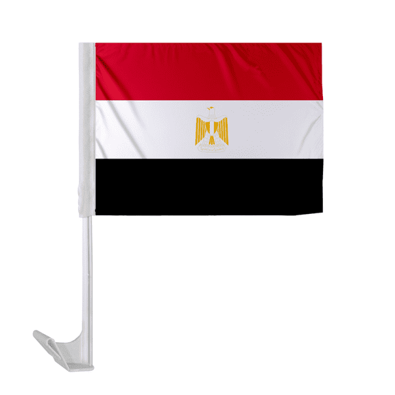 Promopatriot Egypt Car National Flag 12x16 inch Economy Polyester Fabric Double Stitched 17" Plastic Flexible Pole