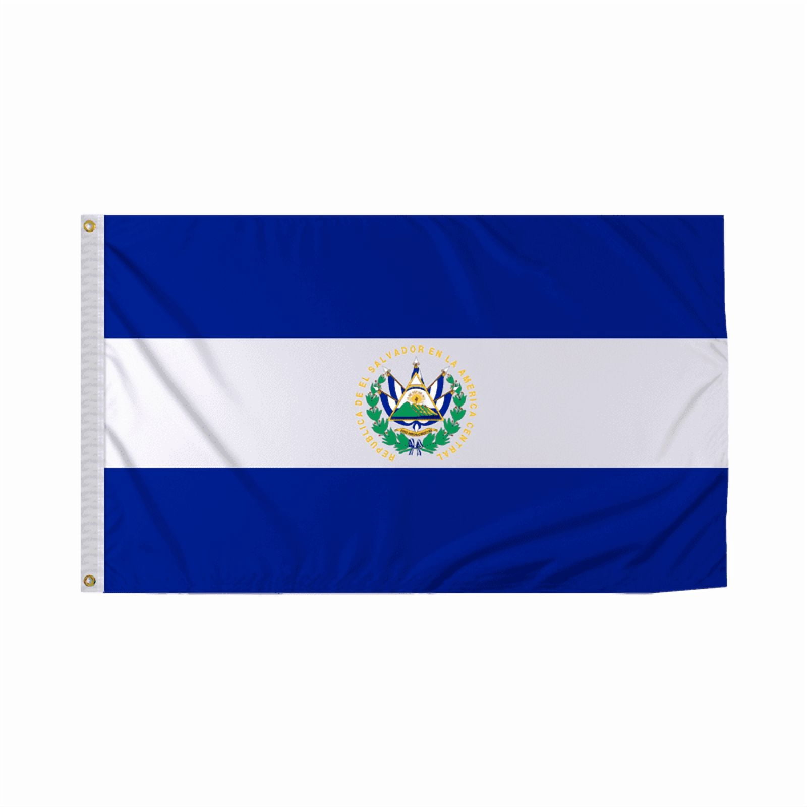 Promopatriot El Salvador with Seal Country Flag 3x5 Ft Outdoor Nylon Double Stitched Edges Canvas Header Brass Grommets 3'x5' El Salvador with Seal