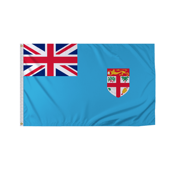 Promopatriot Fiji Country Flag 5x8 Ft Outdoor Nylon Double Stitched Edges Canvas Header Brass Grommets Fade Resistant & Vivid Colors