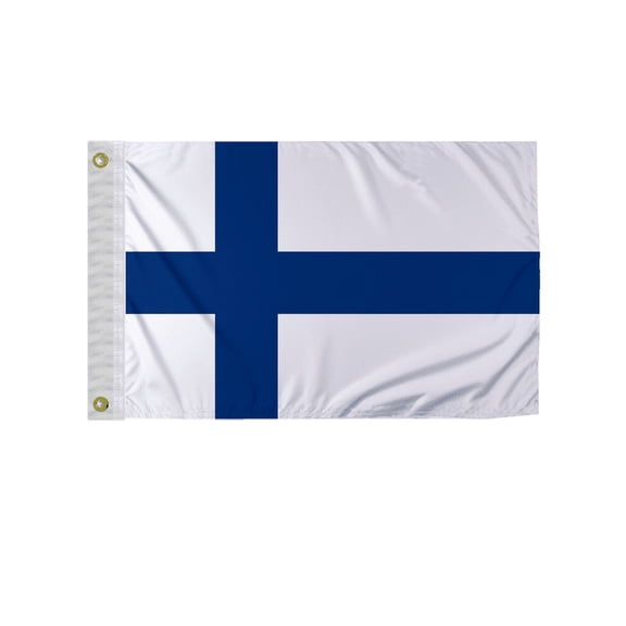 Promopatriot Finland 12x18 inch Boat Flag 200D Nylon Double Stitched Canvas Header Brass Grommets Fade Resistant & Vivid Color