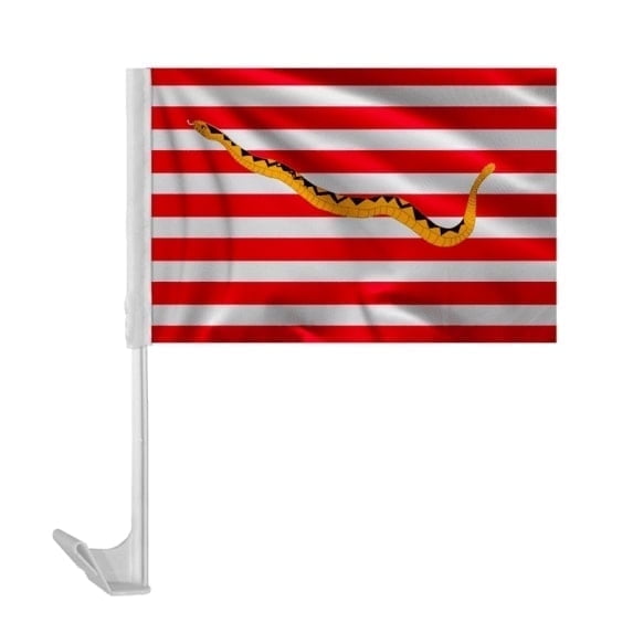 Promopatriot First Navy Jack Historic Car Flag Polyester 12" x 16" with 17" Flexible Plastic Pole