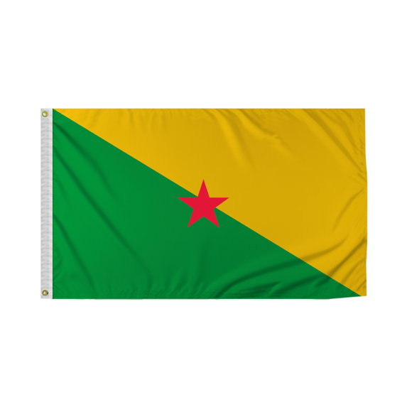 Promopatriot French Guyana National Flag 3x5 ft Polyester Double Stitched Edges Polyester Header Metal Grommets Fade Resistant & Vivid Colors Indoor