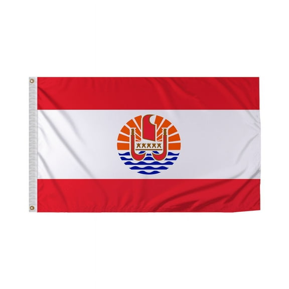Promopatriot French Polynesia Country Flag 3x5 Ft Outdoor Nylon Double Stitched Edges Canvas Header Brass Grommets 3'x5' French Polynesia