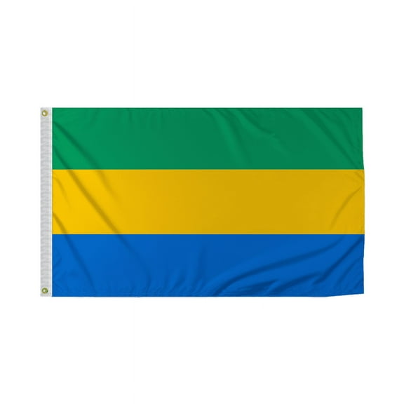 Promopatriot Gabon National Flag 3x5 ft Polyester Double Stitched Edges Polyester Header Metal Grommets Fade Resistant & Vivid Colors Indoor