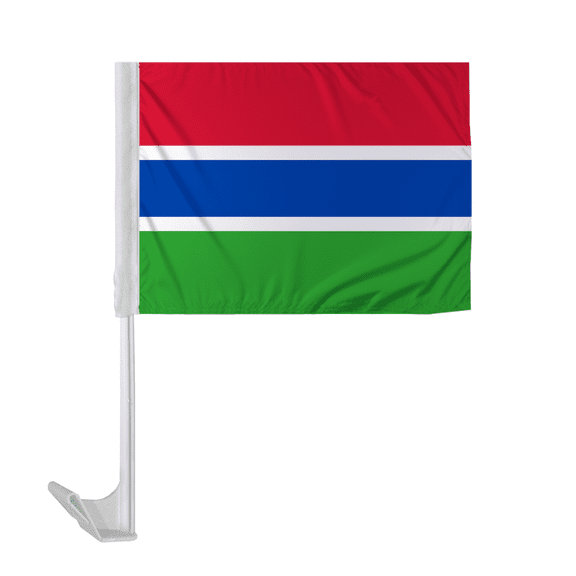 Promopatriot Gambia Car National Flag 12x16 inch Economy Polyester Fabric Double Stitched 17" Plastic Flexible Pole