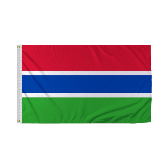 Promopatriot Gambia Country Flag 3x5 Ft Outdoor Nylon Double Stitched Edges Canvas Header Brass Grommets 3'x5' Gambia