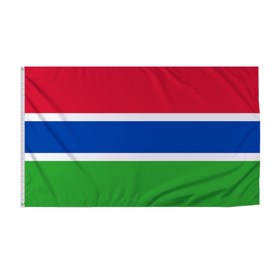 Promopatriot Gambia Country Flag 8x12 ft - 200D Nylon - Rope Thimble & 1 Brass Grommet - Fade Proof Outdoor Long Lasting All Weather Flag