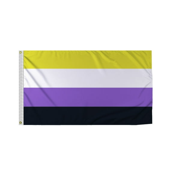 Promopatriot Gender Non-Binary Pride Flag 2x3 Ft Printed 200D Nylon Brass Grommets Fade Proof Sharp Colors
