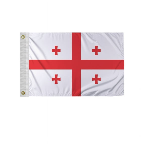 Promopatriot Georgia National Flag 2x3 ft Nylon Double Stitched Edges Canvas Header Brass Grommets Fade Resistant & Vivid Colors