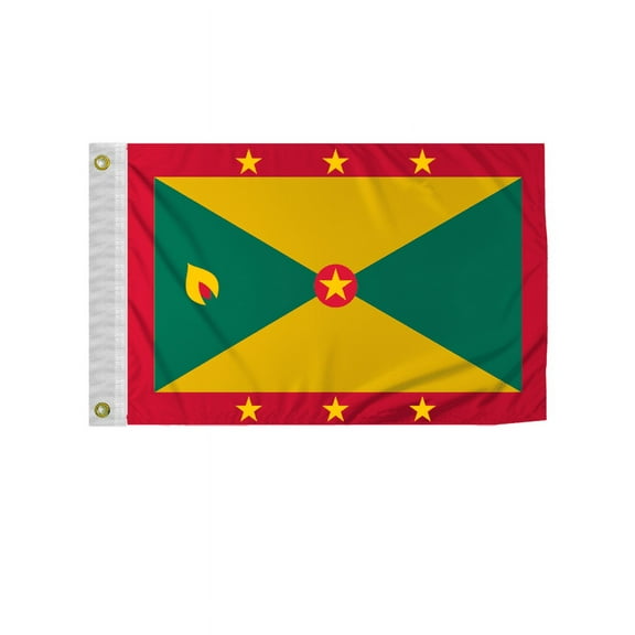 Promopatriot Grenada 12x18 inch Boat Flag 200D Nylon Double Stitched Canvas Header Brass Grommets Fade Resistant & Vivid Color