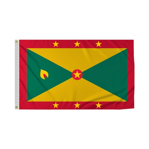 Promopatriot Grenada Country Flag 3x5 Ft Outdoor Nylon Double Stitched Edges Canvas Header Brass Grommets 3'x5' Grenada