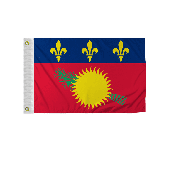 Promopatriot Guadeloupe 12x18 inch Boat Flag 200D Nylon Double Stitched Canvas Header Brass Grommets Fade Resistant & Vivid Color