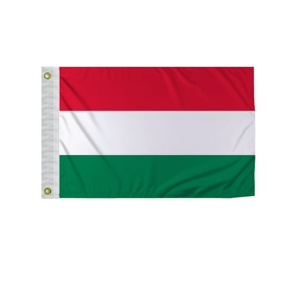 Promopatriot Hungary 12x18 inch Boat Flag 200D Nylon Double Stitched Canvas Header Brass Grommets Fade Resistant & Vivid Color
