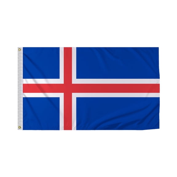 Promopatriot Iceland National Flag 3x5 ft Polyester Double Stitched Edges Polyester Header Metal Grommets Fade Resistant & Vivid Colors Indoor