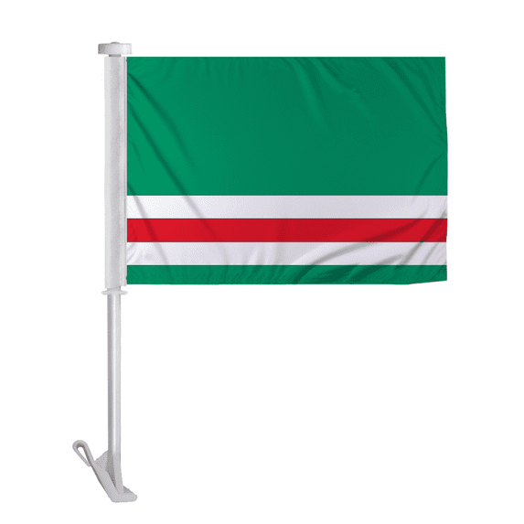 Promopatriot Ichkeria Car Flag 10.5x15 inch Premium Super Knit Polyester Fabric Double Sided Stitched 19" Plastic Unbreakable Stiff Pole
