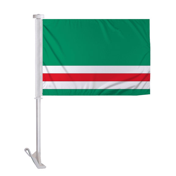 Promopatriot Ichkeria Car Flag 10.5x15 inch Premium Super Knit Polyester Fabric Double Sided Stitched 19" Plastic Unbreakable Stiff Pole