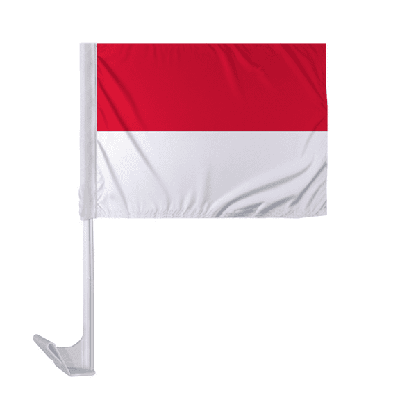 Promopatriot Indonesia Car National Flag 12x16 inch Economy Polyester Fabric Double Stitched 17" Plastic Flexible Pole