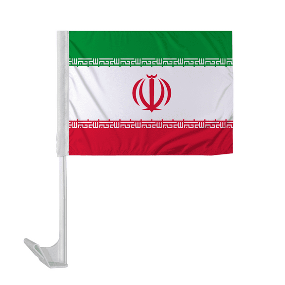 Promopatriot Iran Car National Flag 12x16 inch Economy Polyester Fabric Double Stitched 17" Plastic Flexible Pole