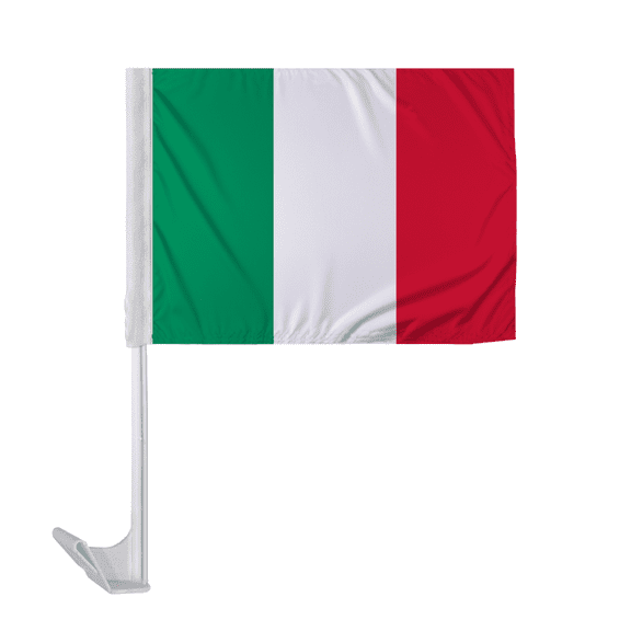 Promopatriot Italy Car National Flag 12x16 inch Economy Polyester Fabric Double Stitched 17" Plastic Flexible Pole