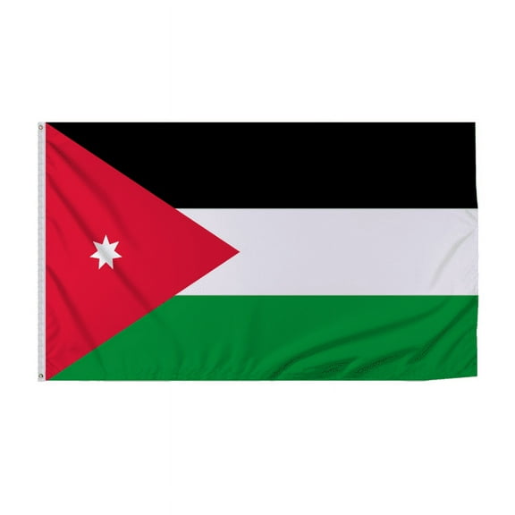 Promopatriot Jordan Country Flag 6x10 Ft Outdoor Nylon Double Stitched Edges Canvas Header Brass Grommets Fade Resistant & Vivid Colors