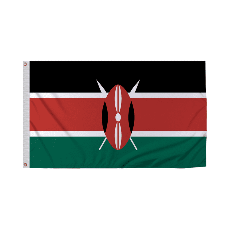 Promopatriot Kenya Country Flag 3x5 Ft Outdoor Nylon Double Stitched Edges Canvas Header Brass Grommets 3'x5' Kenya