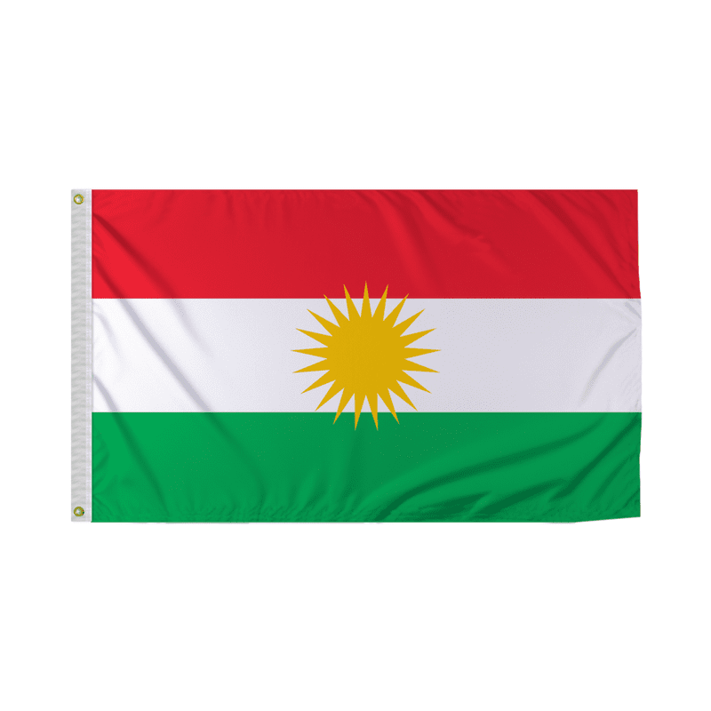 Promopatriot Kurdistan Country Flag 3x5 Ft Outdoor Nylon Double Stitched Edges Canvas Header Brass Grommets 3'x5' Kurdistan