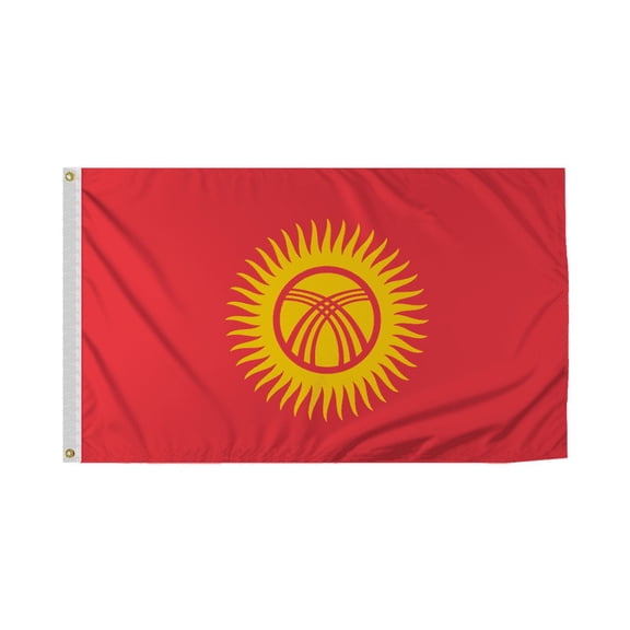 Promopatriot Kyrgyzstan Country Flag 3x5 Ft Outdoor Nylon Double Stitched Edges Canvas Header Brass Grommets 3'x5' Kyrgyzstan