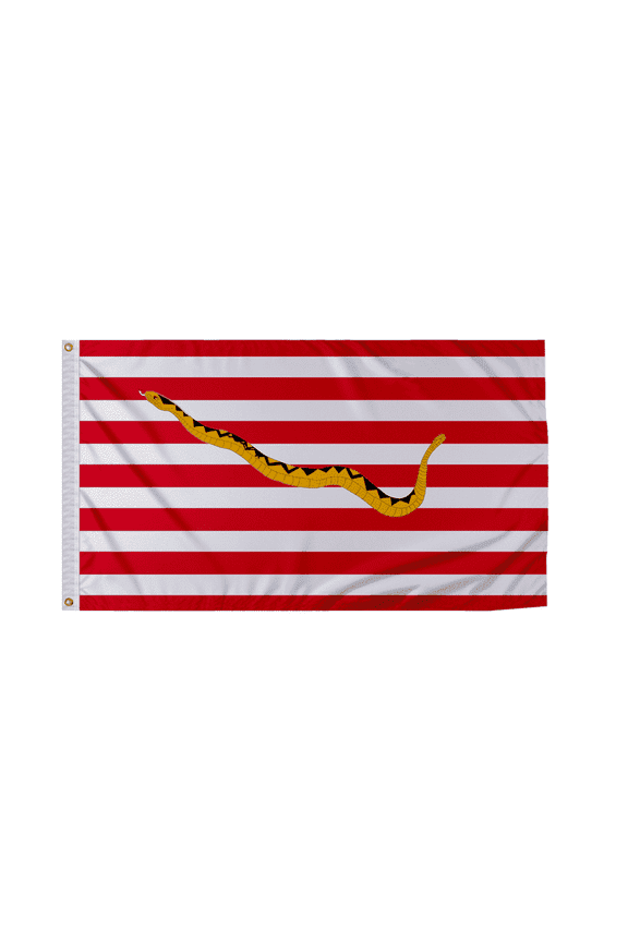 Large First Navy Jack Historic Flag 5x8 ft Nylon 6 Needle Lock Stitched Fly Hem Never Rust Brass Grommets, Don't Tread on Me Rattlesnake US Naval Ensign Ship House Banner