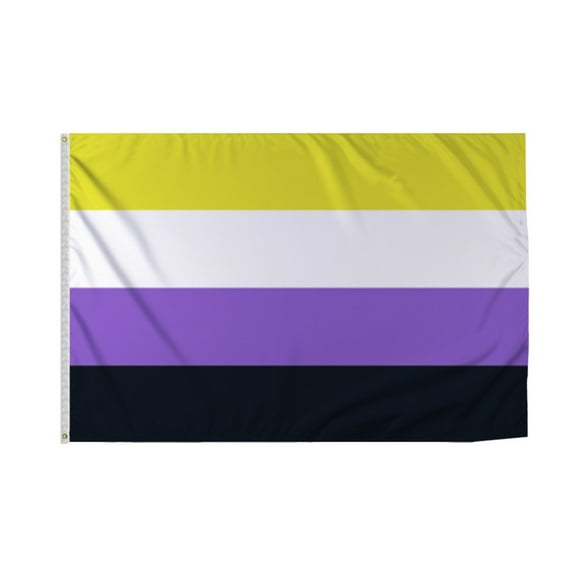 Promopatriot Large Gender Non-Binary Pride Flag 10x15 Ft Printed 200D Nylon Rope Thimble Brass Grommet Stitched Edges Fade Proof Sharp Colors - Big Size Pride flag