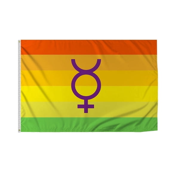 Promopatriot Large Hermaphrodite Pride Flag 8x12 Ft Printed 200D Nylon Rope Thimble Brass Grommet Stitched Edges Fade Proof Sharp Colors - Large Size Outdoor Pride flag