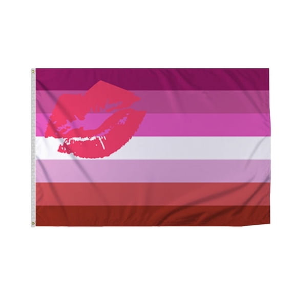 Promopatriot Large Lipstick Lesbian Pride Flag 8x12 Ft Printed 200D Nylon Rope Thimble Brass Grommet Stitched Edges Fade Proof Sharp Colors - Large Size Outdoor Pride flag
