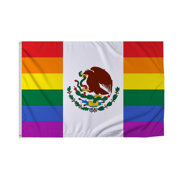 Promopatriot Large Mexico Pride Flag 8x12 Ft Printed 200D Nylon Rope Thimble Brass Grommet Stitched Edges Fade Proof Sharp Colors - Large Size Outdoor Pride flag