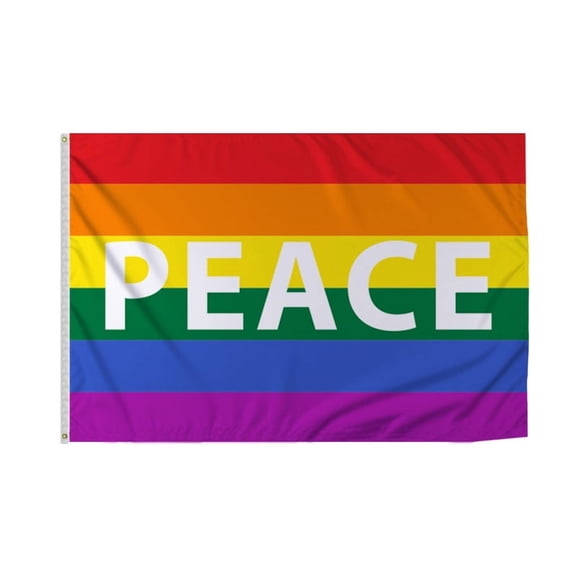 Promopatriot Large Peace Pride Flag 8x12 Ft Printed 200D Nylon Rope Thimble Brass Grommet Stitched Edges Fade Proof Sharp Colors - Large Size Outdoor Pride flag