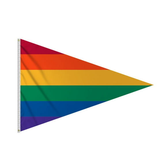 Promopatriot Large Rainbow Pennant Pride Flag 10x15 Ft Printed 200D Nylon Rope Thimble Brass Grommet Stitched Edges Fade Proof Sharp Colors - Big Size Pride flag