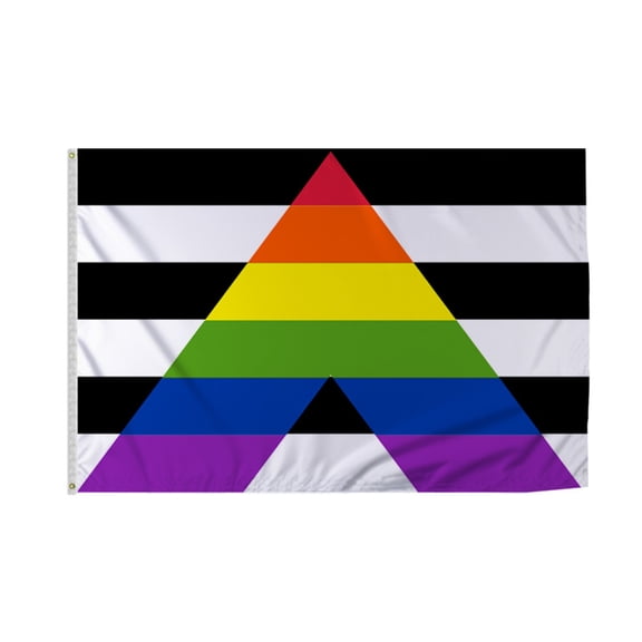 Promopatriot Large Straight Ally Pride Flag 8x12 Ft Printed 200D Nylon Rope Thimble Brass Grommet Stitched Edges Fade Proof Sharp Colors - Large Size Outdoor Pride flag
