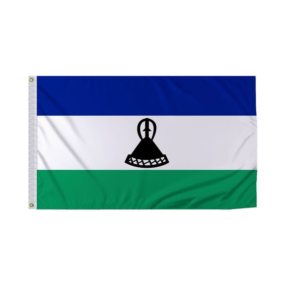 Promopatriot Lesotho Country Flag 3x5 Ft Outdoor Nylon Double Stitched Edges Canvas Header Brass Grommets 3'x5' Lesotho