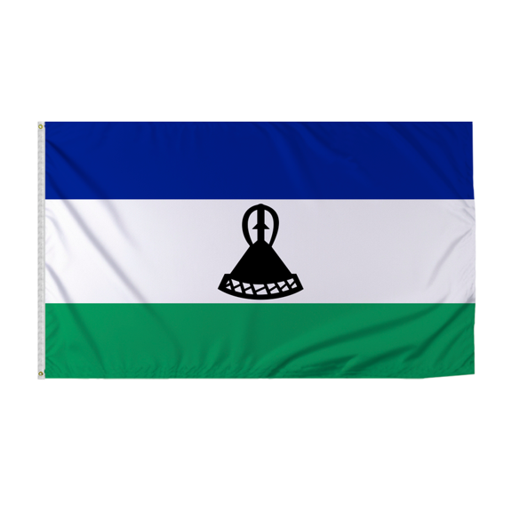 Promopatriot Lesotho Country Flag 6x10 Ft Outdoor Nylon Double Stitched Edges Canvas Header Brass Grommets Fade Resistant & Vivid Colors